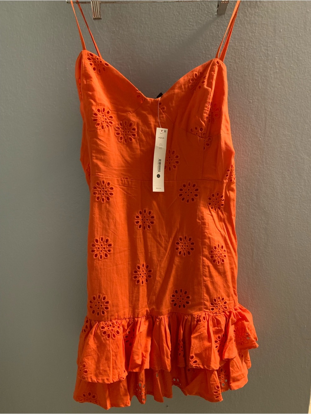 Aqua Cotton Eyelet Dress in Orange